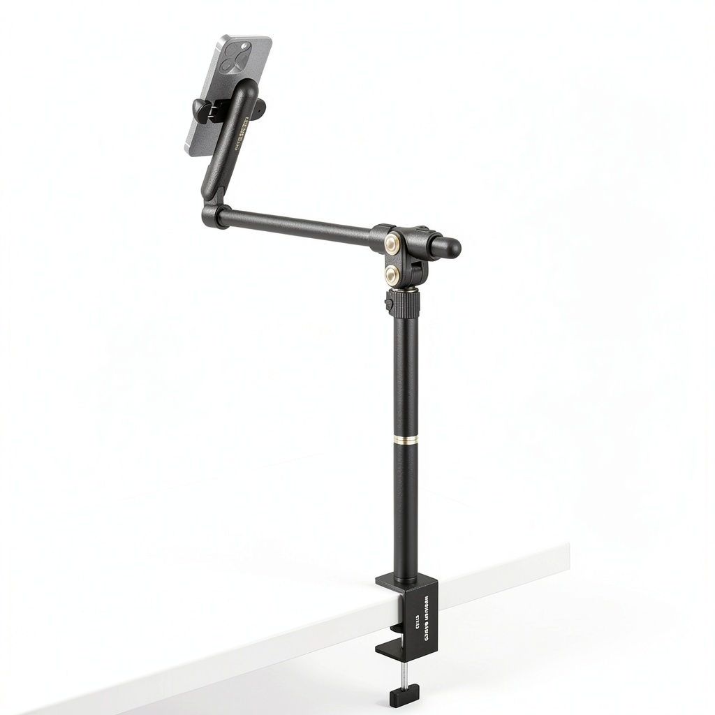 Neewer Basics phone mount stand adjusted for overhead filming