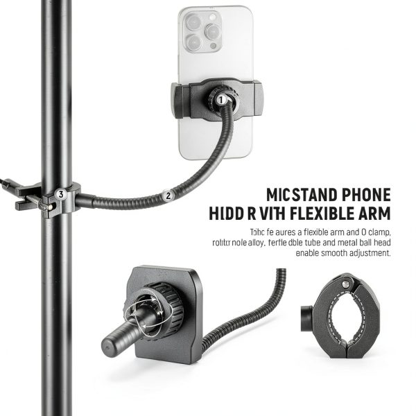 Neewer BASICS Mic Stand Phone Holder Flexible Arm 360 Ball-1
