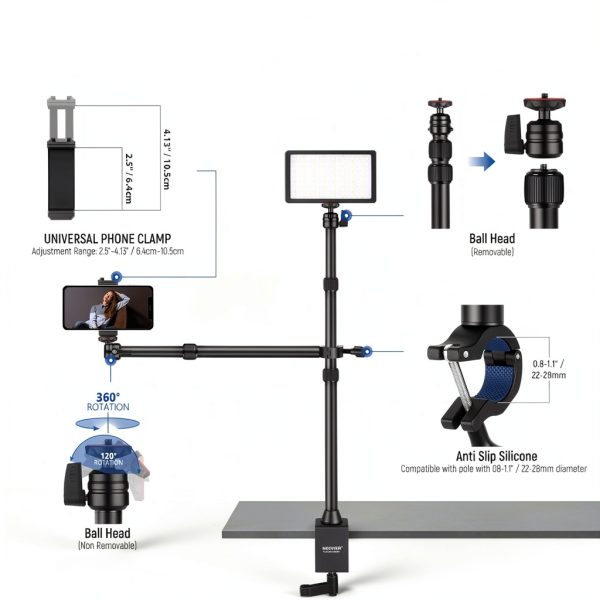 Neewer Table Tripod Light Stand Phone Holder Ball Head-5
