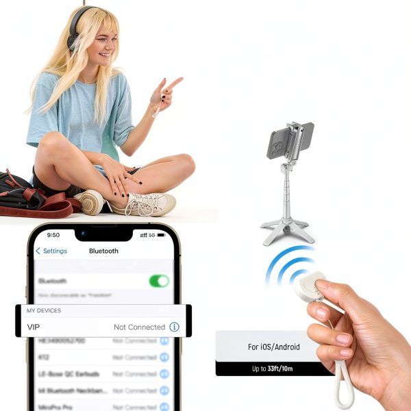 NEEWER Selfie Stick Tripod Bluetooth Remote Shutter Vlogging-6