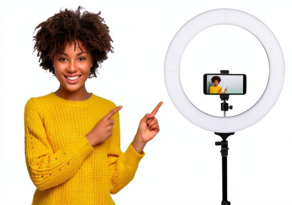Sunpak 19" Bi-Color Ring Light Vlogging Kit Stand and Bluetooth Remote-6
