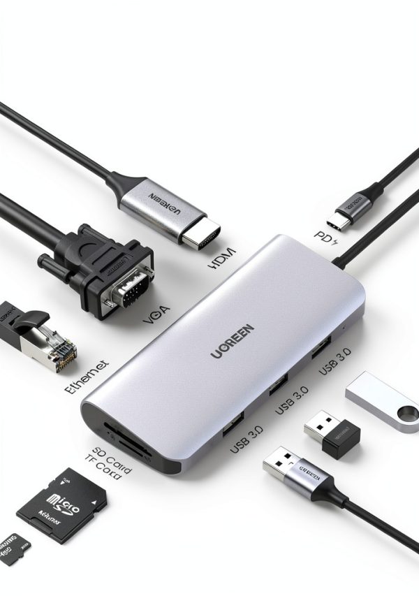 UGREEN 9-in-1 USB-C Docking Station 100W PD Dual HDMI/VGA Ethernet-1