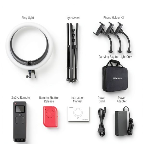 Neewer 19 Inch Ring Light Tripod, 3 Phone Holders, Bluetooth Control-8