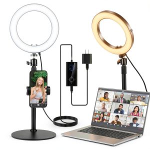 Neewer 8" 18W High Power Desk Ring Light with Stand and Phone Holder-0