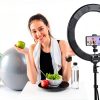 Sunpak 19" Bi-Color Ring Light Vlogging Kit Stand and Bluetooth Remote-8