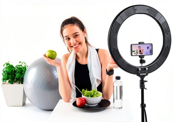 Sunpak 19" Bi-Color Ring Light Vlogging Kit Stand and Bluetooth Remote-8