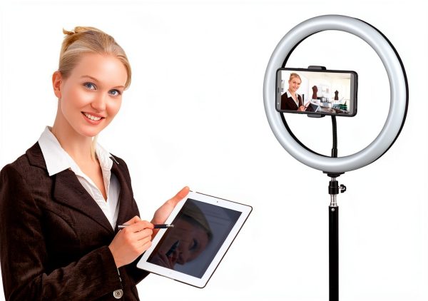 SunPak Bicolor Ring Light with Tilt Mount and Remote, White Amber LEDs-6