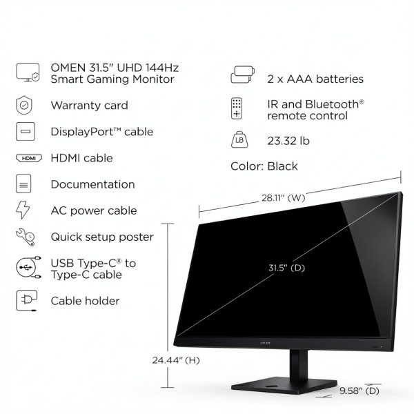 HP OMEN 31.5" IPS UHD 144Hz Gaming Monitor-3