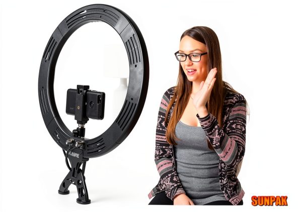 Sunpak 19" Bi-Color Ring Light Vlogging Kit Stand and Bluetooth Remote-15
