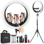 Neewer 19 Inch Ring Light Tripod, 3 Phone Holders, Bluetooth Control-0