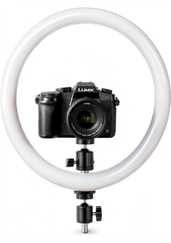 SunPak Bicolor Ring Light with Tilt Mount and Remote, White Amber LEDs-8