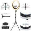 Neewer 19 Inch Ring Light Tripod, 3 Phone Holders, Bluetooth Control-6